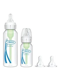 دكتور براونز خيارات + عينة ضيقة مضادة للمغص (زجاجات 1 × 120 مل و1 × 250 مل، حلمتان × 2 × 2، 1 فرشاة تنظيف)  - Image 1