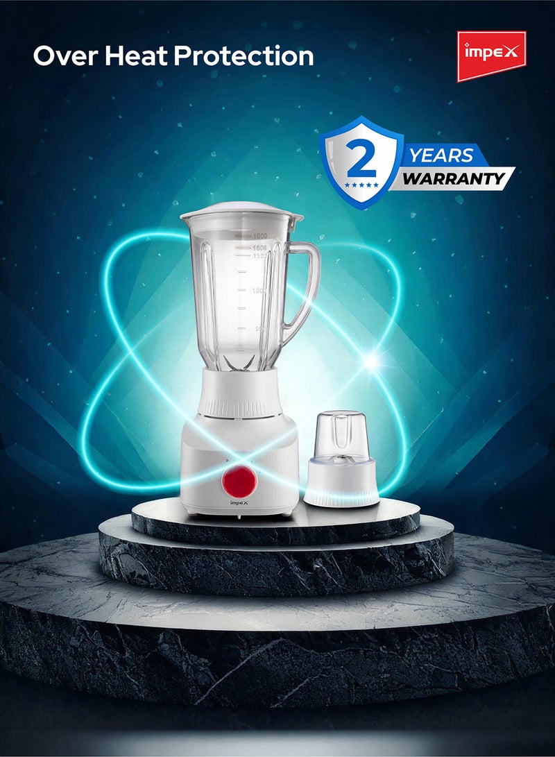 إمبكس - مطحنة خلاط قوية 2 في 1 سعة 1.8 لتر وقوة 650.0 وات BL 3509 أبيض 1.8 L 650 W BL 3509 - Image 1