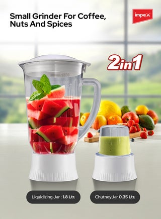 مطحنة خلاط قوية 2 في 1 سعة 1.8 لتر وقوة 650.0 وات BL 3509 أبيض 1.8 L 650 W BL 3509 - view 4