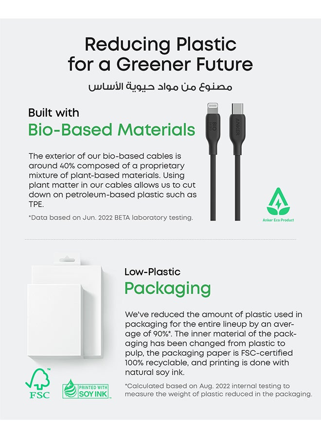 USB-C to Lightning Cable, 541 Cable (Phantom , 3ft), MFi Certified, Bio-Based Fast Charging Cable for iPhone 14/14 Plus/14 Pro/14 Pro Max/13/12/11/X Series (Charger Not Included) Phantom