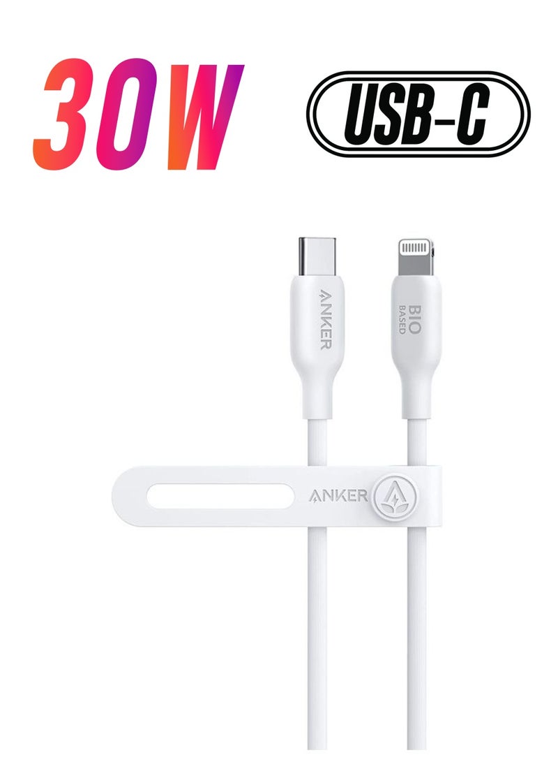 Anker - 541 USB-C to Lightning Cable (Bio-Based 3ft)  B2C - UN White Iteration 1 Aurora - Image 1