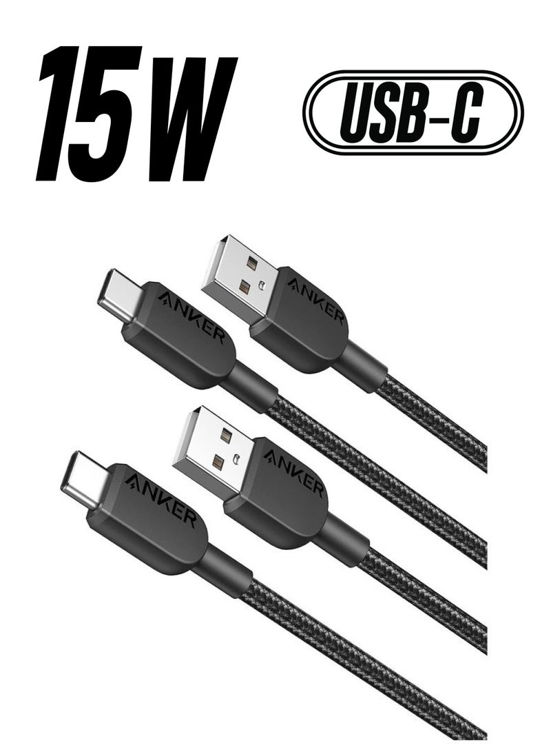 آنكر كابل USB C، [2 حزمة، 3 أقدام] كابل شاحن 310 USB A إلى USB C، كابل شاحن USB A إلى النوع C شحن سريع لهاتف Samsung Galaxy Note 10 Note 9/S10+ S10، LG V30 (USB 2.0، أسود)  - Image 1