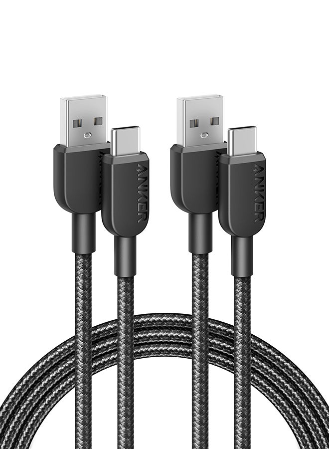 كابل USB C، [2 حزمة، 3 أقدام] كابل شاحن 310 USB A إلى USB C، كابل شاحن USB A إلى النوع C شحن سريع لهاتف Samsung Galaxy Note 10 Note 9/S10+ S10، LG V30 (USB 2.0، أسود)
