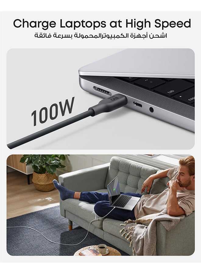 USB-C to Lightning Cable(Phantom , 6ft), MFi Certified, Bio-Based Fast Charging Cable for for iPhone 16/16 Pro/16 Plus /16 Pro Max, 15/14/13/12 Series (Charger Not Included) Phantom Black
