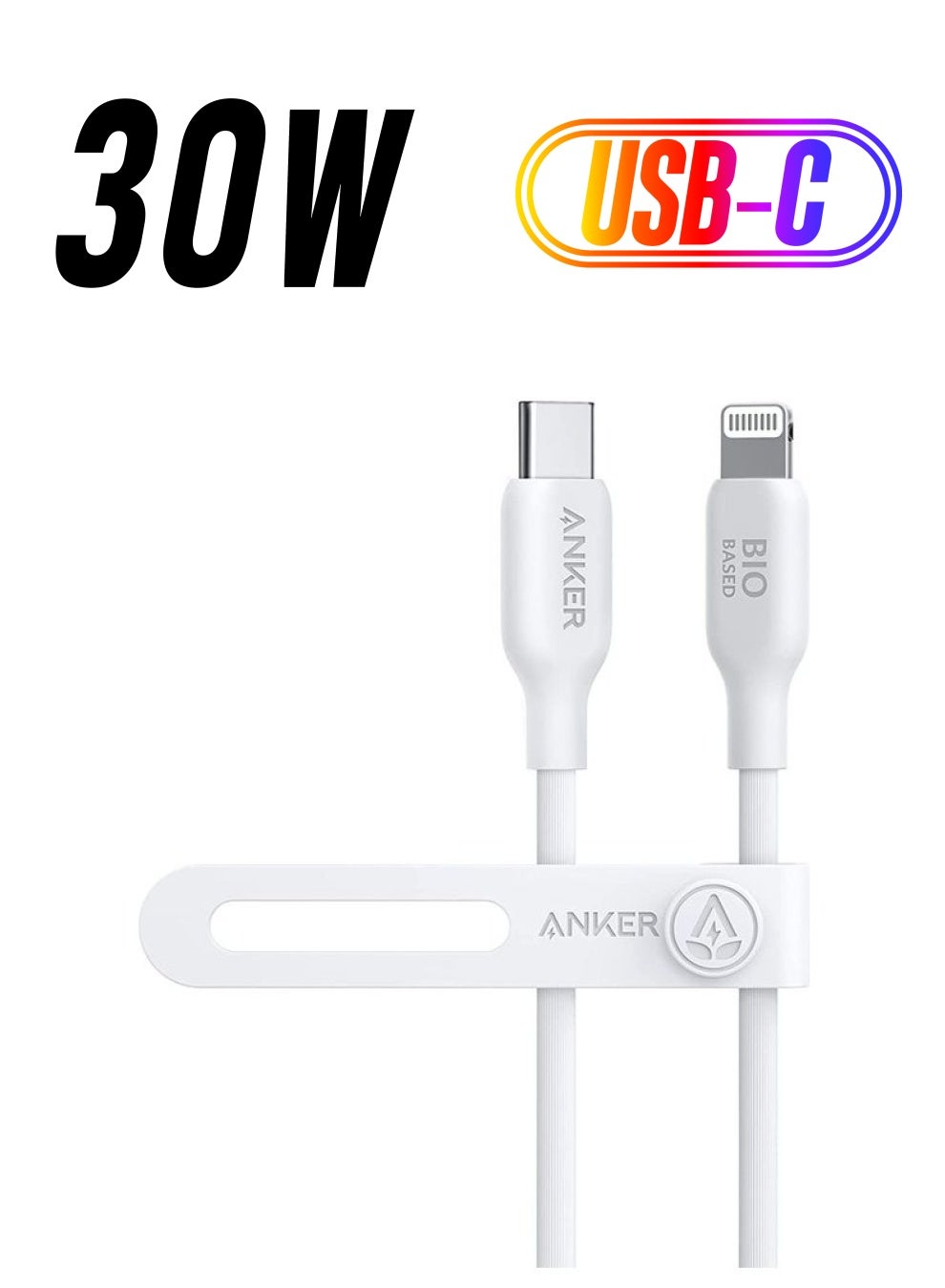 آنكر كابل USB-C إلى Lightning، كابل 541 (أبيض أورورا، 6 أقدام)، معتمد من MFi، كابل شحن سريع حيوي لهاتف iPhone 14 14pro 14pro Max 13 13 Pro 12 11 X XS XR 8 Plus (الشاحن غير متضمن) Aurora 