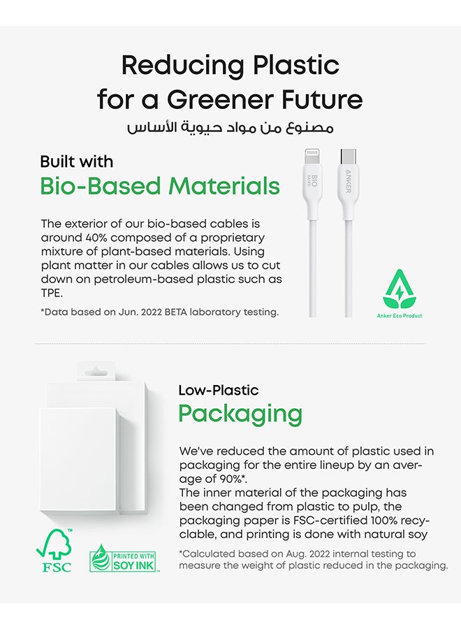 USB-C to Lightning Cable, 541 Cable (Snow , 6ft), MFi Certified, Bio-Based Fast Charging Cable for for iPhone 14/14 Plus/14 Pro/14 Pro Max/13/12/11/X Series (Charger Not Included) Aurora