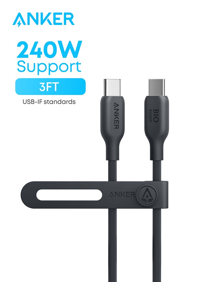 Anker USB C to USB C Cable (240W 3ft), USB 2.0 Bio-Based Charging Cable for iPhone 16/15 Series, MacBook Pro/Air, iPad, Samsung S25/S24, Huawei, Xiaomi, Redmi, Vivo, Oppo and More Phantom Black  - Image 3