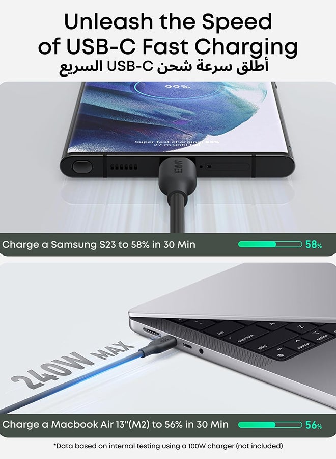 Anker USB C to USB C Cable (240W 3ft), USB 2.0 Bio-Based Charging Cable for iPhone 16/15 Series, MacBook Pro/Air, iPad, Samsung S25/S24, Huawei, Xiaomi, Redmi, Vivo, Oppo and More Phantom Black  - Image 4
