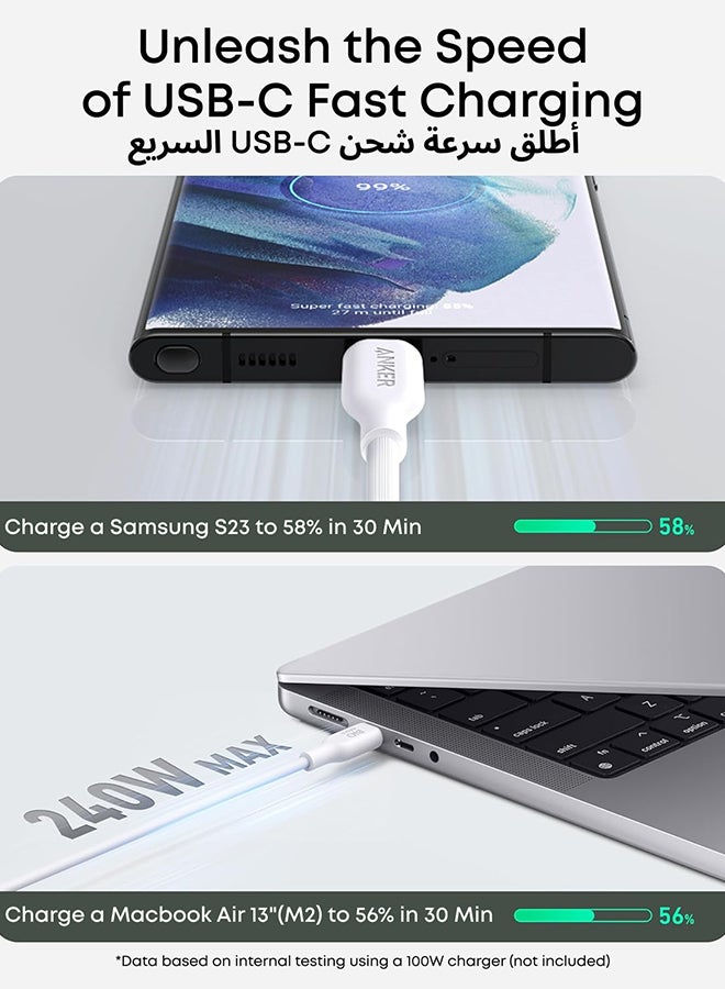 Anker USB C to USB C Cable (240W 3ft), USB 2.0 Bio-Based Charging Cable for iPhone 16/15 Series, MacBook Pro/Air, iPad, Samsung S25/S24/S23, Huawei, Xiaomi, Redmi, Vivo, Oppo and More Aurora  - Image 4