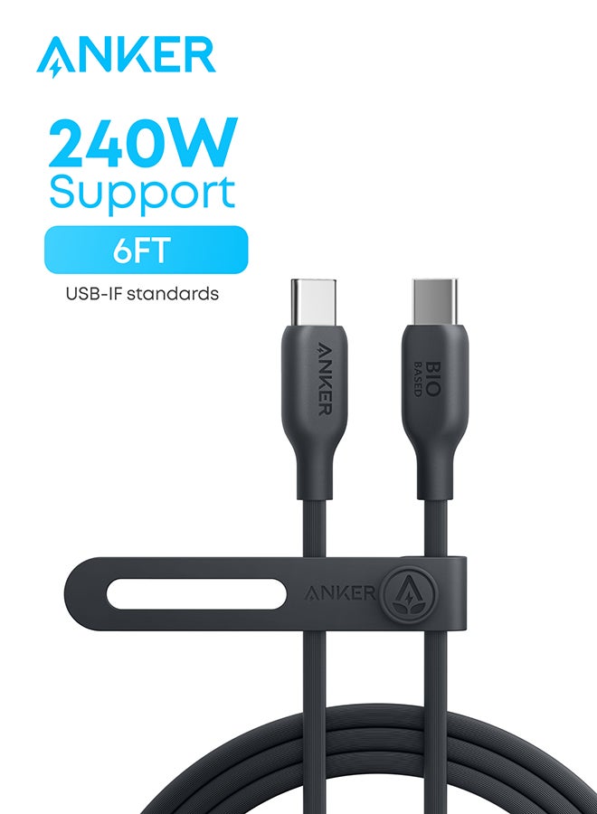 Anker 543 USB C to USB C Cable (240W 6ft), USB 2.0 Bio-Based Charging Cable for MacBook Pro, iPad Pro, iPad Air 4, Samsung Galaxy S25/S24/S23+/S23 Ultra/S22 Ultra Phantom  - Image 4