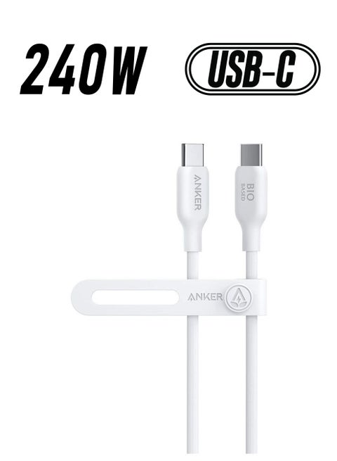 543 USB C to USB C Cable(240W,6FT),Bio-Based Charging Cable for iPhone 16/15 Series,MacBook Pro 2020, iPad Air 4 and More(USB 2.0,Aurora ) White Aurora