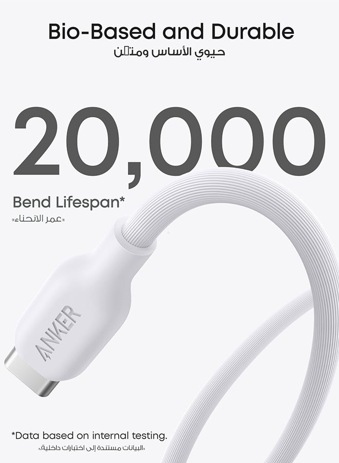 Anker 543 USB C to USB C Cable(240W,6FT),Bio-Based Charging Cable for iPhone 16/15 Series,MacBook Pro 2020, iPad Air 4 and More(USB 2.0,Aurora ) White Aurora  - Image 5