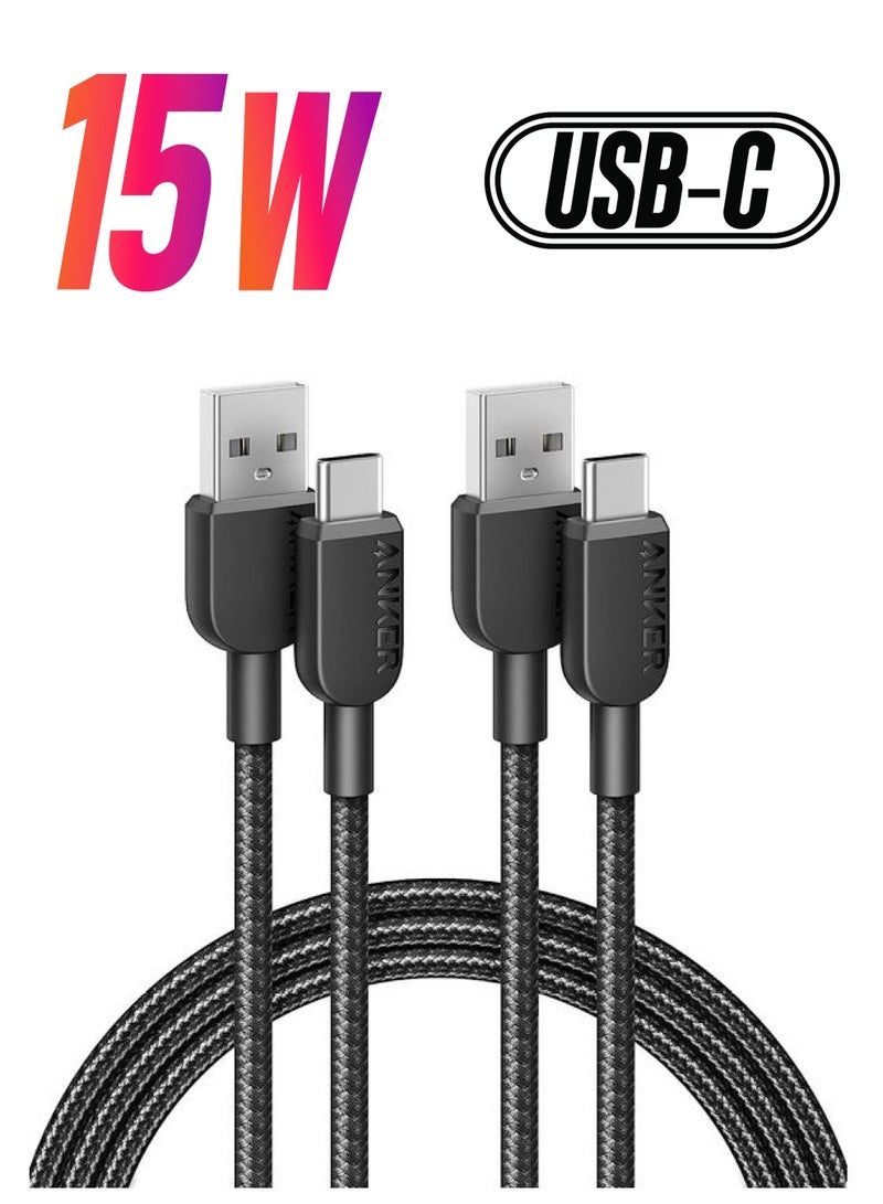 آنكر كابل شاحن USB C [عبوة من قطعتين، 6 أقدام]، كابل شاحن 310 USB A إلى النوع C شحن سريع، كابل USB A إلى USB C من النايلون شحن سريع لهاتف Samsung Galaxy Note 10 Note 9/S10+ S10، LG V30 (USB 2.0)  - Image 1