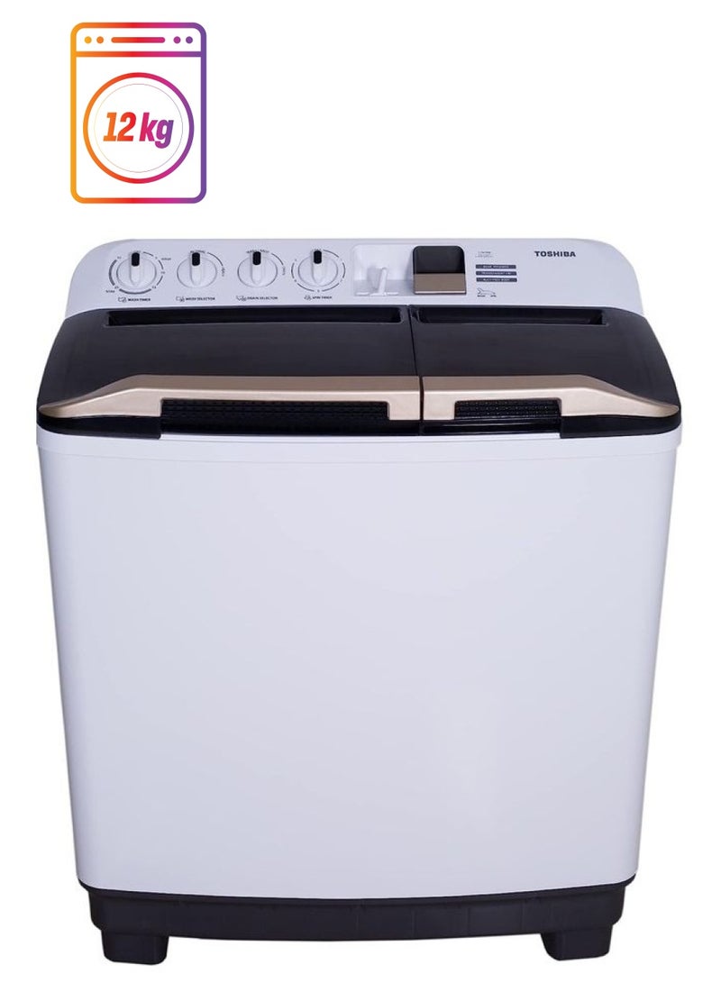 Toshiba Top Load Semi-Automatic Washing Machine -1 Year Manufacturer Warranty 12 kg VHH130WA White - Image 1