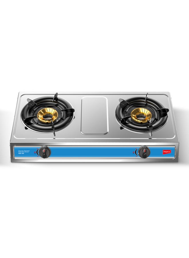 Impex - 2-Burner Stainless Steel Gas Stove- Aesthetically Designed, High Impact Stainless Steel Body, Spill Tray for Cleanliness, High-Efficiency Blue Flame, Auto Ignition Knobs, 2-Year Warranty IGS 124 Silver - Image 1
