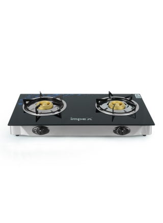 2 Burner Glass Top Gas Stove with Auto Ignition - IGS 1214F, Toughened Glass, Stainless Steel Spill Tray & Pan Support – High Efficiency Blue Flame, Ergonomic Knobs, L Shape Gas Inlet Kitchen Food Fast Cooking, 2-Year Warranty IGS 1214F Black/Silver - pnsku/N53416030A/45/_/1753957191/7c757f56-a134-424a-b8b7-7b6598d2c837