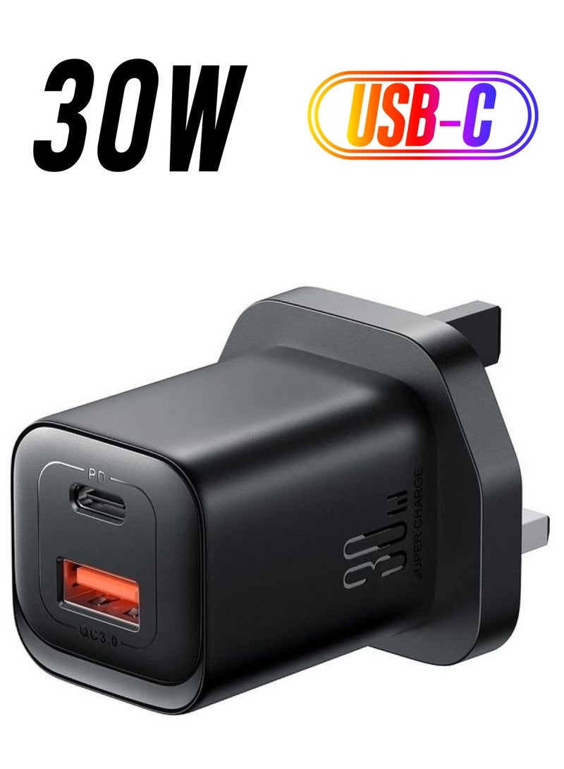 JOYROOM 30W USB Type-C Dual Port Mini Intelligent Fast Charger For MacBook Pro/Air, iPad Pro, Galaxy S22+/S21, Dell XPS 13, Note 20/10+, iPhone 14 Pro Max/14/13, Pixel And More Black  - Image 1