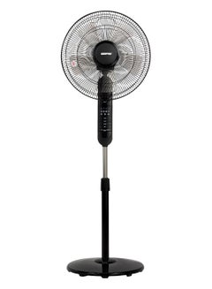 16" Stand Fan With Remote Control, 5 Leafs AS Blades, 7.5 Hours Timer, Oscillation, 3 Speed Options, Powerful Copper Motor, Self Protection When Over Heated 60 W GF9489N Black