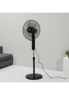 GEEPAS 16" Stand Fan With Remote Control, 5 Leafs AS Blades, 7.5 Hours Timer, Oscillation, 3 Speed Options, Powerful Copper Motor, Self Protection When Over Heated 60 W GF9489N Black  - Image 3