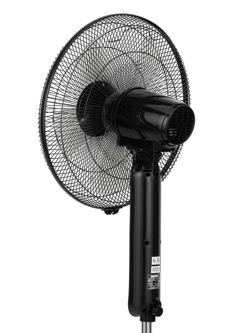 GEEPAS - 16" Stand Fan With Remote Control, 5 Leafs AS Blades, 7.5 Hours Timer, Oscillation, 3 Speed Options, Powerful Copper Motor, Self Protection When Over Heated 60 W GF9489N Black - Image 1