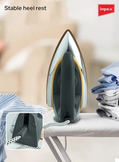 Impex Electric Dry Iron With Non-Stick Ceramic Coated Sole Plate 1200 W Showy Gray/Silver/Gold  - Image 5