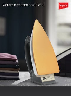 Impex Electric Dry Iron With Non-Stick Ceramic Coated Sole Plate 1200 W Showy Gray/Silver/Gold  - Image 4