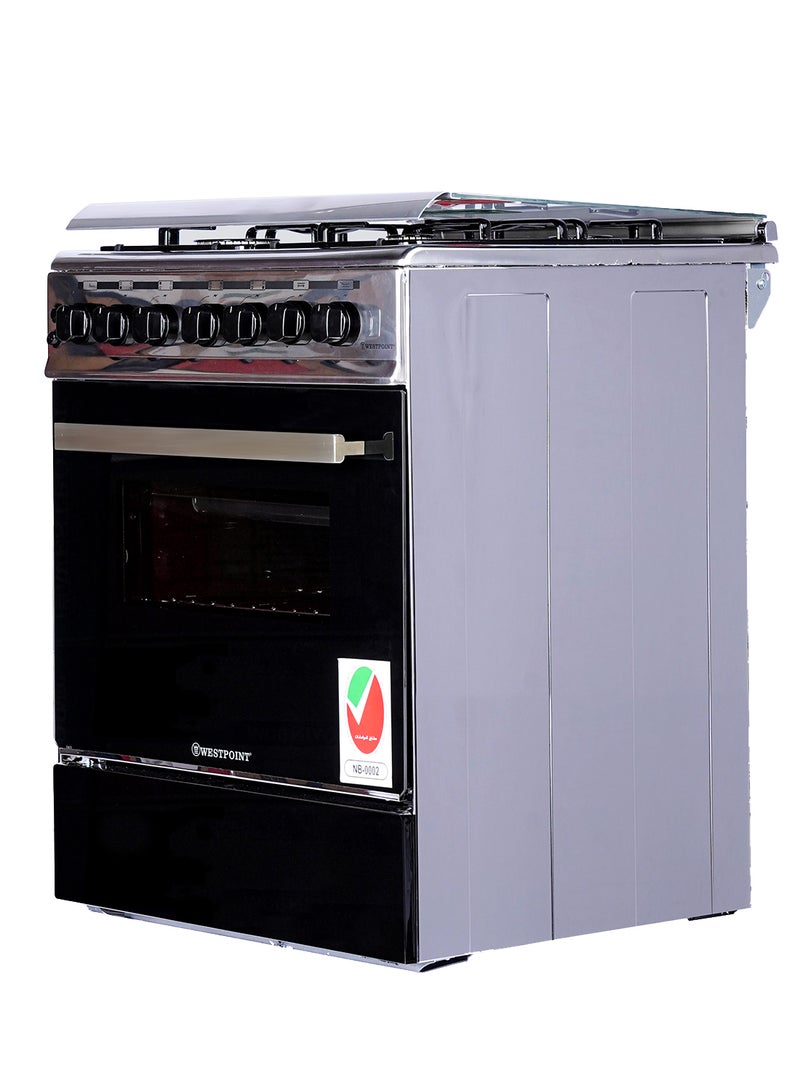 WESTPOINT 60x60 Freestanding Gas Cooker, 4 Burners, Auto Ignition, Full Safety Enamel, Pan Support, Stainless Steel Finish, Rotisserie Grill & Oven WCE-6060FS Silver/Black  - Image 3