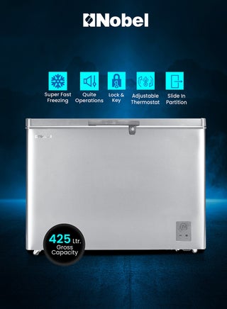 425L Gross Capacity Single Door Chest Freezer, R600A Refrigerant, White Coating Inner Liner, Adjustable Thermostat, Lock & Key, Castor Wheels, Inner Shelf with Basket, Eco Compressor, Inner Light 547.5 kW NCF425E Silver - pnsku/N53417002A/45/_/1737361504/620bc22a-e12f-4b3a-9f6f-e7a43349e37d