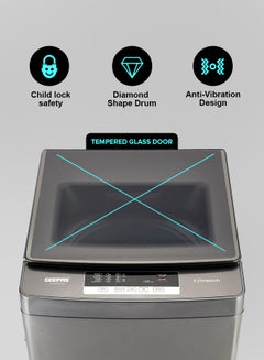 GEEPAS 8 KG Fully Automatic Washing Machine| Fully Digital Control and Automatic Top Load Washing Machine| 8 Wash Programs with Strong Pulsator| Safety Lock and Durable Metal Body 330W 8 kg GFWM8823SX Grey  - Image 4
