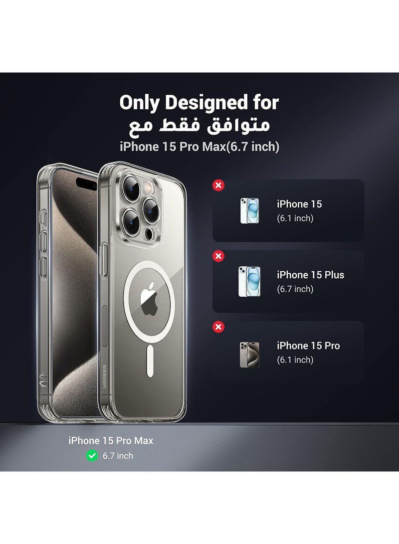Ugreen - 15 Pro Max Magsafe Case, N52 Stronger Magnets, Shockproof Military-Grade Protection, Anti-Yellow & Anti-Scratch, Ultra Slim, Magnetic Magsafe Cover for iPhone 15 Pro Max 6.7-inch - Clear - Image 1
