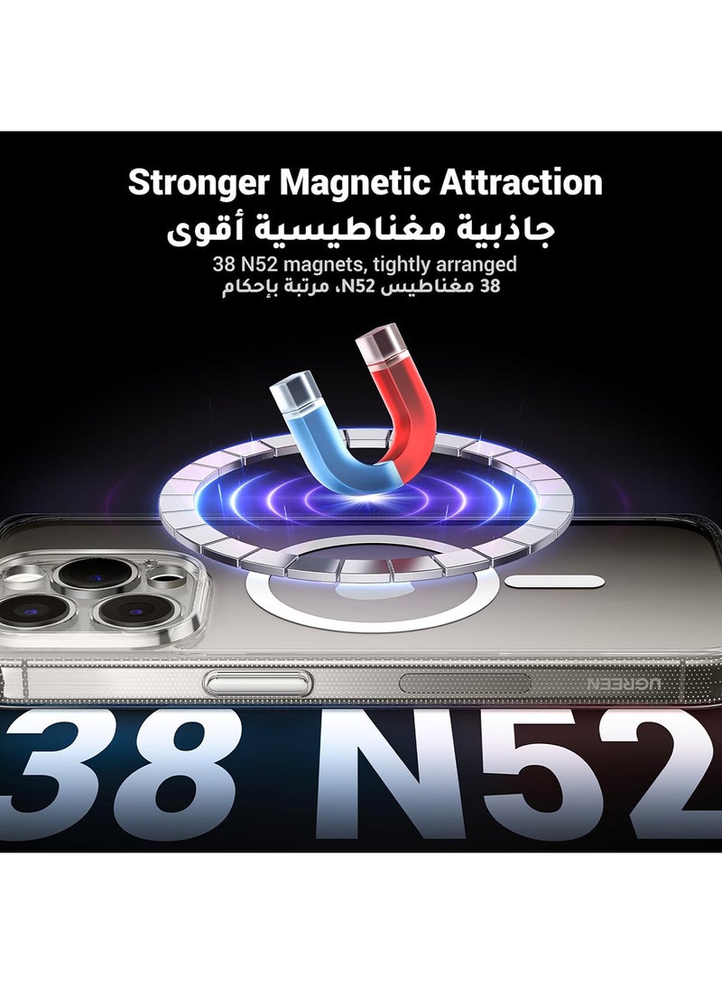 Ugreen - 15 Pro Max Magsafe Case, N52 Stronger Magnets, Shockproof Military-Grade Protection, Anti-Yellow & Anti-Scratch, Ultra Slim, Magnetic Magsafe Cover for iPhone 15 Pro Max 6.7-inch - Clear - Image 1
