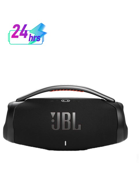 JBL Boombox 3 Powerful Wi-Fi And Bluetooth, Deep Bass, 3-Way Speaker, 24H Battery, 3D Dolby Atmos, Waterproof & Dustproof, Built-In Charger, Self-Tuning Feature Black