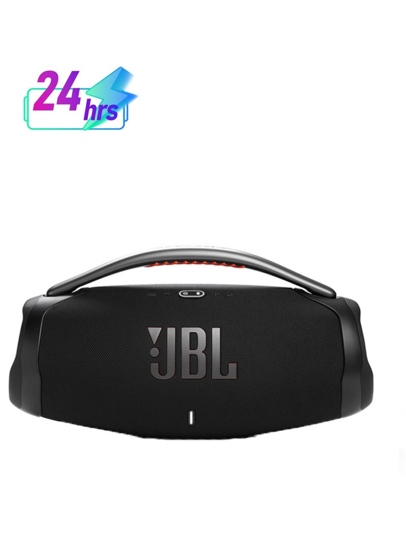 JBL Boombox 3 Powerful Wi-Fi And Bluetooth, Deep Bass, 3-Way Speaker, 24H Battery, 3D Dolby Atmos, Waterproof & Dustproof, Built-In Charger, Self-Tuning Feature Black - Image 1