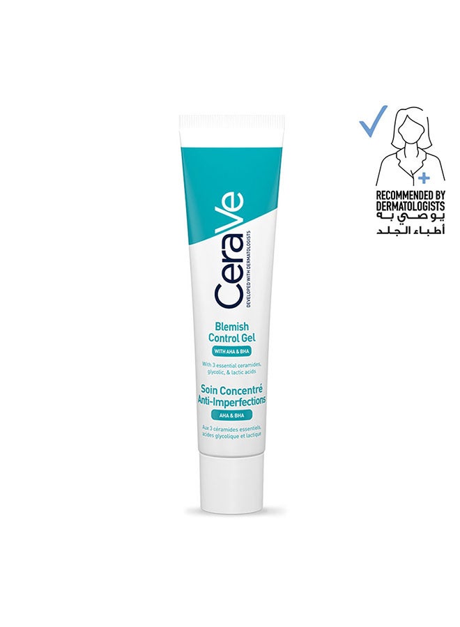CeraVe Blemish Control Gel Facial Moisturiser For Acne & Blemishes with Glycolic Acid and Lactic Acid AHA/BHA 40ml - Image 1