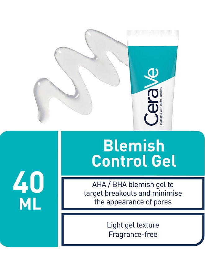 CeraVe Blemish Control Gel Facial Moisturiser For Acne & Blemishes with Glycolic Acid and Lactic Acid AHA/BHA 40ml - Image 3
