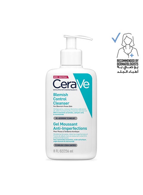 Blemish Control Cleanser Face Wash For Acne & Blemish Prone Skin With 3 Essential Ceramides, Salicylic Acid, & Niacinamide 236ml