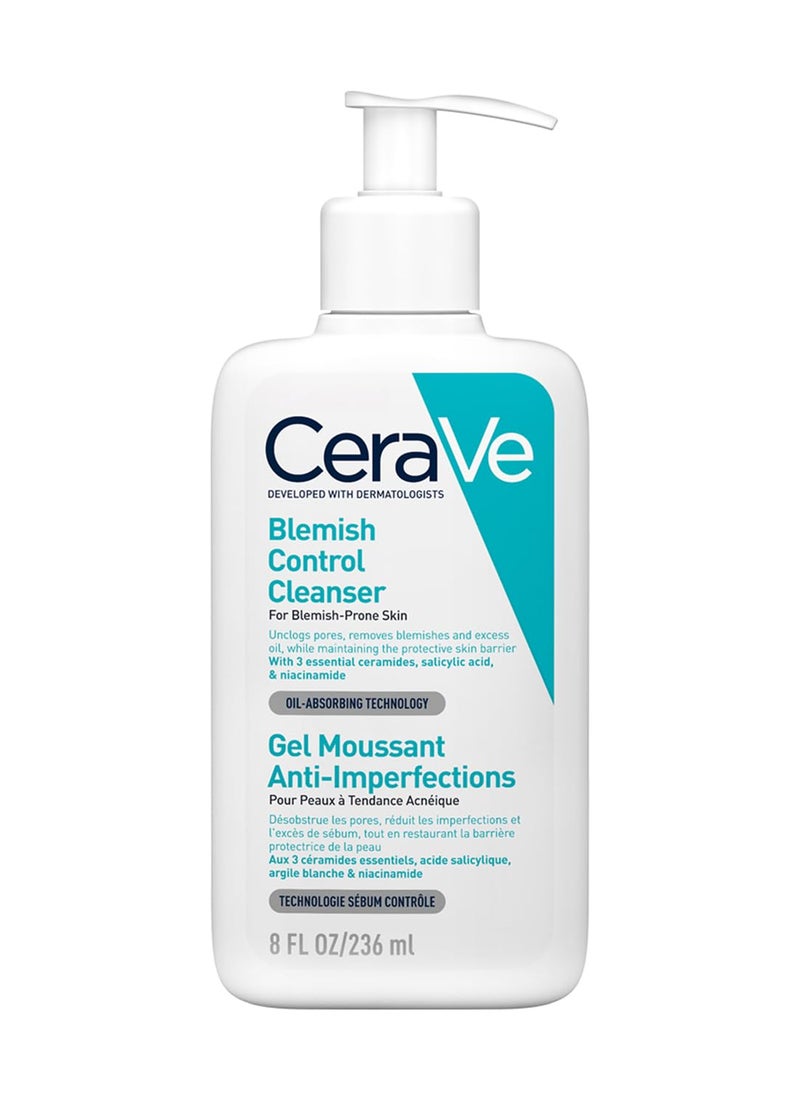 CeraVe Blemish Control Cleanser Face Wash For Acne & Blemish Prone Skin With 3 Essential Ceramides, Salicylic Acid, & Niacinamide 236ml - Image 1