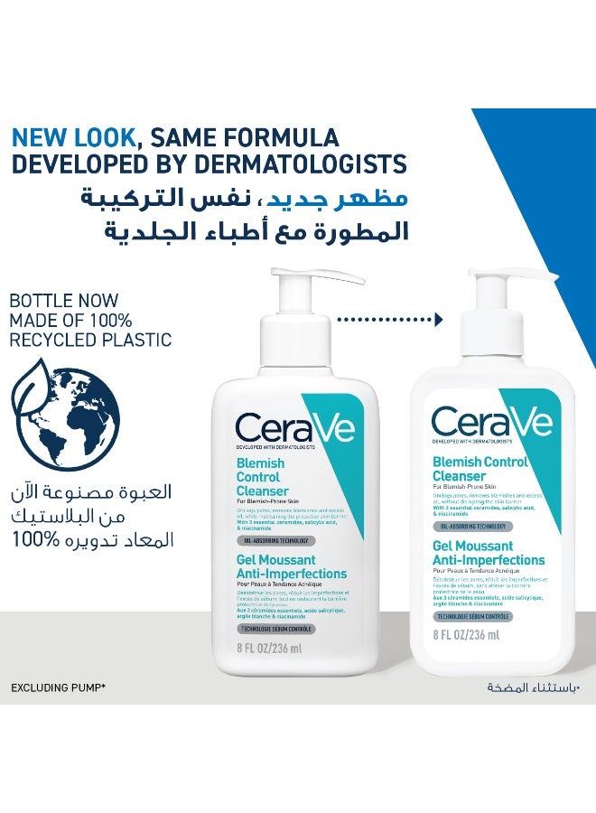 CeraVe Blemish Control Face Cleanser With 2% Salicylic Acid & Niacinamide For Acne & Blemish Prone Skin 236ml - Image 3