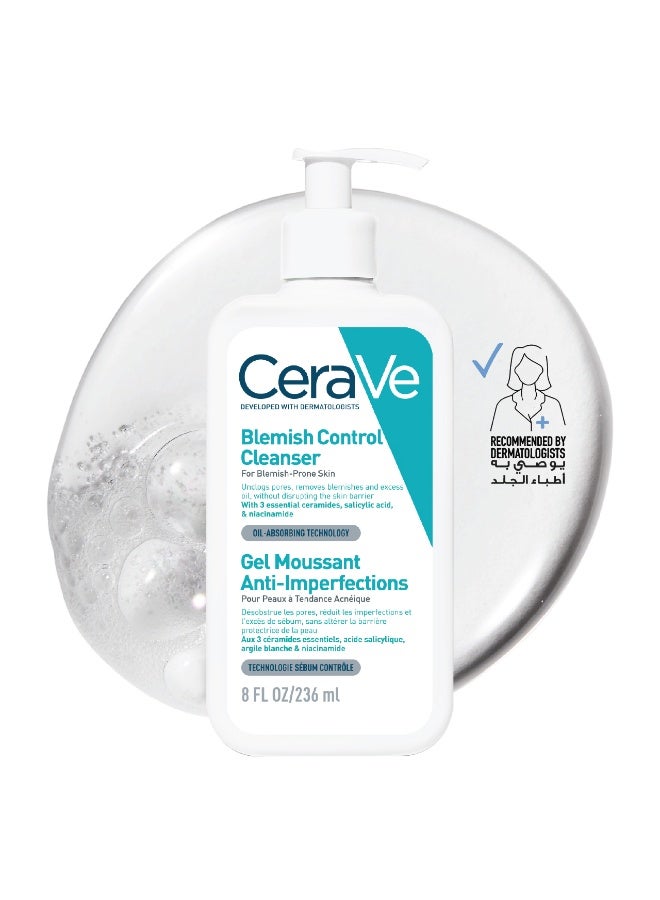 CeraVe Blemish Control Face Cleanser With 2% Salicylic Acid & Niacinamide For Acne & Blemish Prone Skin 236ml - Image 1