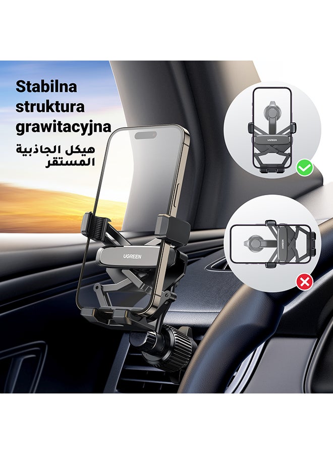Ugreen - Mobile Holder For Car Car Phone Holder For Air Vent Car Mobile Holder With Auto Lock And Hook Shape Clip Not Block Air Vent Phone Holder Car Fit Big Phone iPhone 15 16 Series, Samsung S24 S23, Xiaomi Black - Image 1