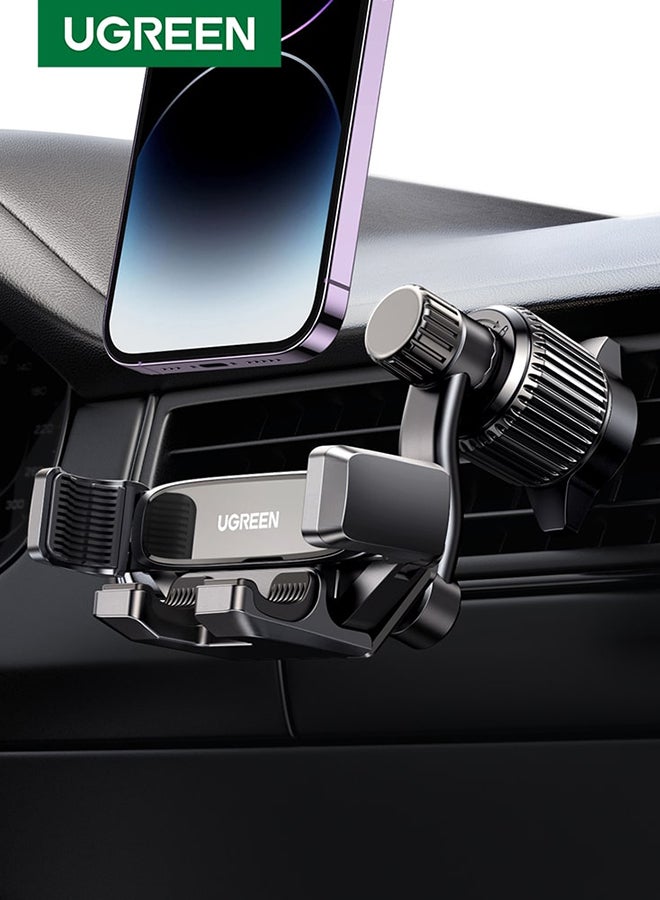 Mobile Holder For Car Car Phone Holder For Air Vent Car Mobile Holder With Auto Lock And Hook Shape Clip Do Not Block Air Vent Phone Holder Car Fit Big Phones iPhone 13 14 15 Pro Max Samsung S24 S23 Black 