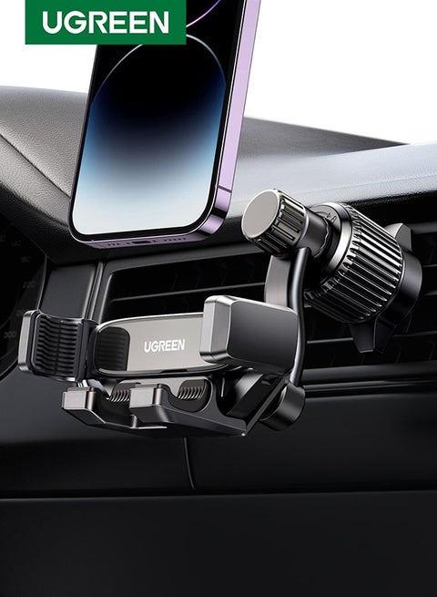 Mobile Holder For Car Car Phone Holder For Air Vent Car Mobile Holder With Auto Lock And Hook Shape Clip Not Block Air Vent Phone Holder Car Fit Big Phone iPhone 15 16 Series, Samsung S24 S23, Xiaomi Black