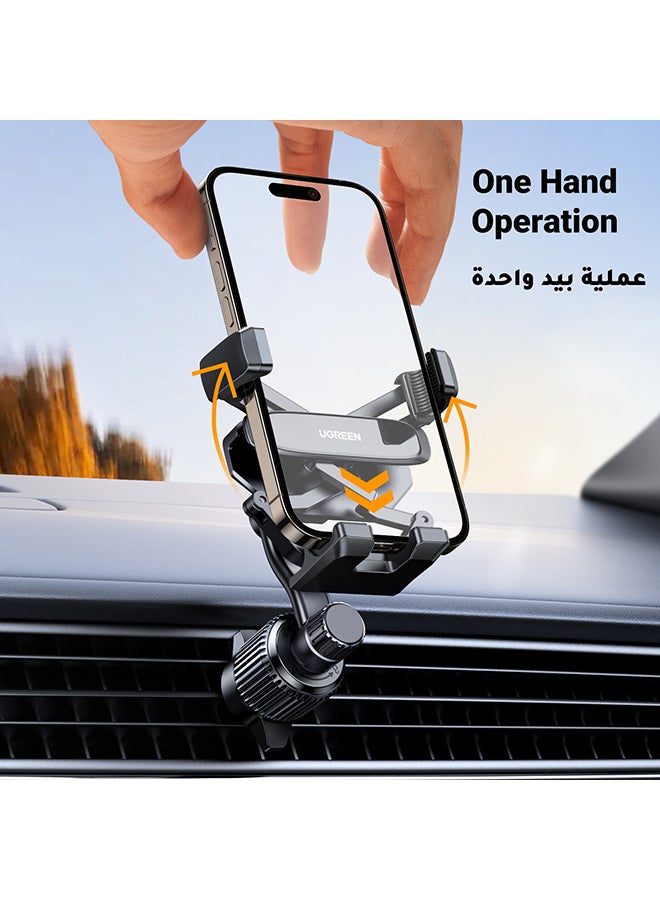 Ugreen - Mobile Holder For Car Car Phone Holder For Air Vent Car Mobile Holder With Auto Lock And Hook Shape Clip Not Block Air Vent Phone Holder Car Fit Big Phone iPhone 15 16 Series, Samsung S24 S23, Xiaomi Black - Image 1