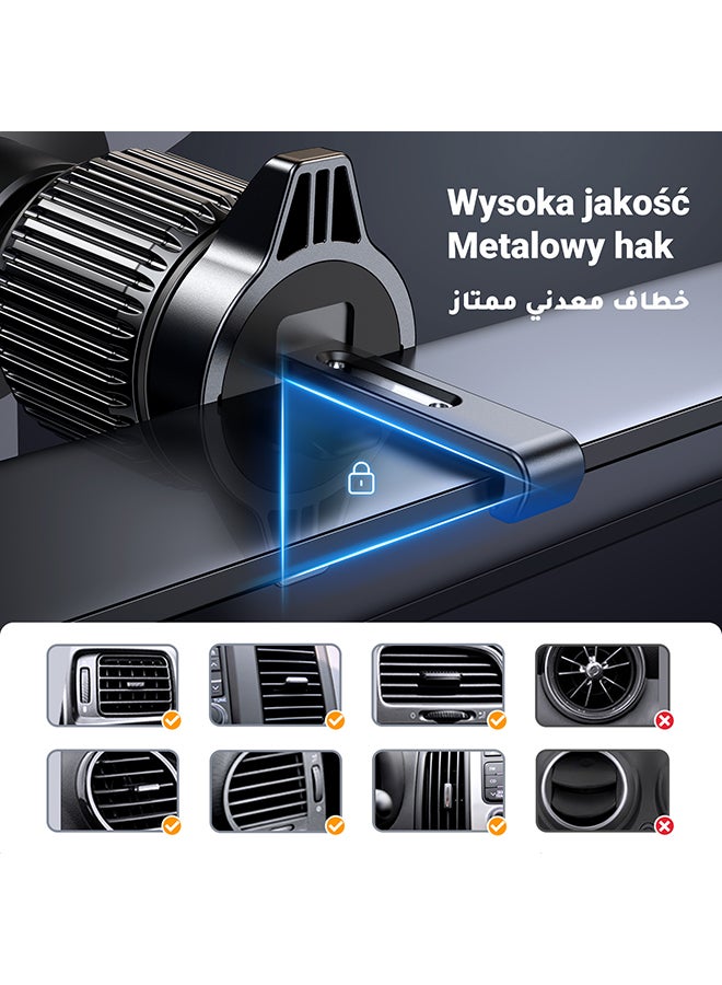 Ugreen - Mobile Holder For Car Car Phone Holder For Air Vent Car Mobile Holder With Auto Lock And Hook Shape Clip Not Block Air Vent Phone Holder Car Fit Big Phone iPhone 15 16 Series, Samsung S24 S23, Xiaomi Black - Image 1