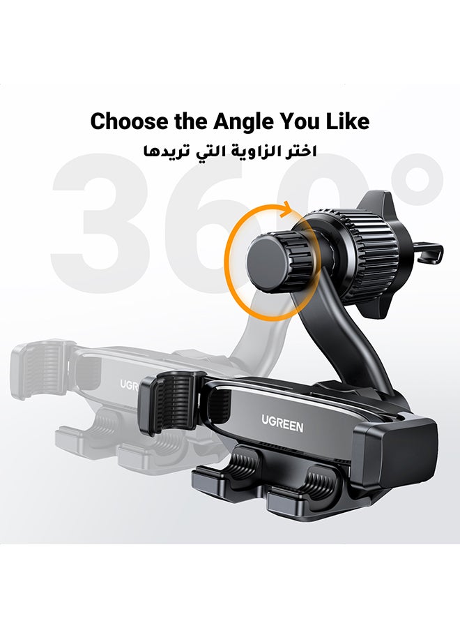 Ugreen - Mobile Holder For Car Car Phone Holder For Air Vent Car Mobile Holder With Auto Lock And Hook Shape Clip Not Block Air Vent Phone Holder Car Fit Big Phone iPhone 15 16 Series, Samsung S24 S23, Xiaomi Black - Image 1