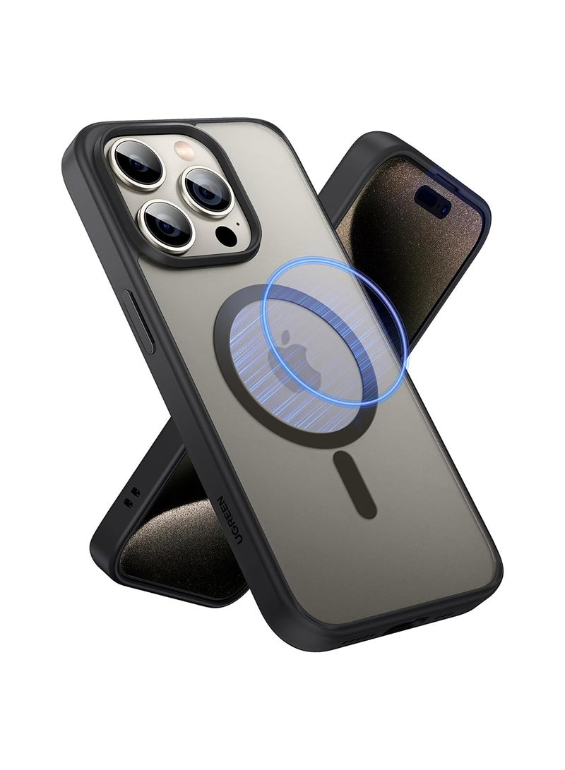 Ugreen iPhone 15 Pro Magsafe Case 【N52 Stronger Magnets】【Shockproof Military-Grade Protection】Anti-Fingerprints Anti-Scratch, Never Yellowing Slim Magnetic iPhone 15 Pro Cover 6.1 inch Black Black Black - Image 1
