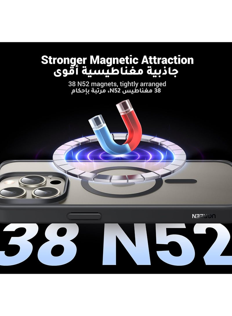 Ugreen iPhone 15 Pro Magsafe Case 【N52 Stronger Magnets】【Shockproof Military-Grade Protection】Anti-Fingerprints Anti-Scratch, Never Yellowing Slim Magnetic iPhone 15 Pro Cover 6.1 inch Black Black Black - Image 2