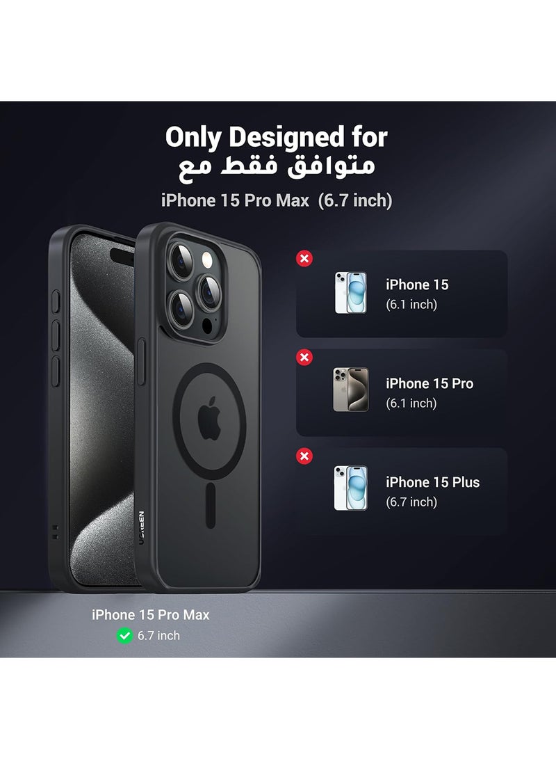 Ugreen - iPhone 15 Pro Max Magsafe Case 【N52 Stronger Magnets】【Shockproof Military-Grade Protection】Anti-Fingerprints Anti-Scratch, Never Yellowing Slim Magnetic iPhone 15 Pro Max Cover 6.7 inch Black Black - Image 1