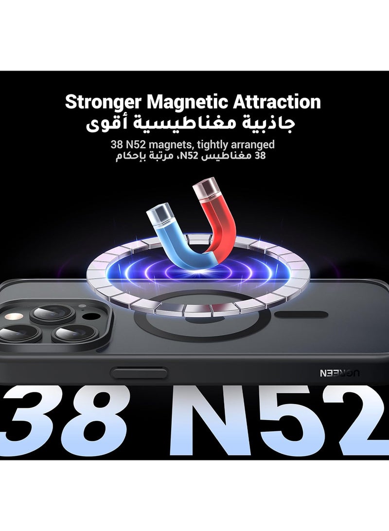 Ugreen - iPhone 15 Pro Max Magsafe Case 【N52 Stronger Magnets】【Shockproof Military-Grade Protection】Anti-Fingerprints Anti-Scratch, Never Yellowing Slim Magnetic iPhone 15 Pro Max Cover 6.7 inch Black Black - Image 1