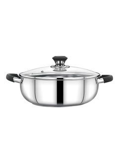 Perfect for Sauting Frying Stir Frying Etc| Equipped with Strong and Sturdy Riveted Handles Kitchen Use Versatile And Strong Stainless Steel Construction| Silver Silver 24x24x8 cmcm